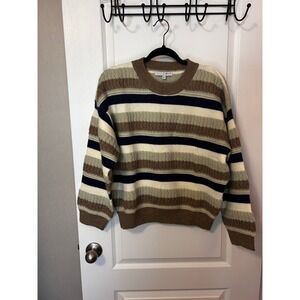 BALTIC BORN Striped Knit Sweater Pullover Long Sleeve Women's XL Cozy Warm
